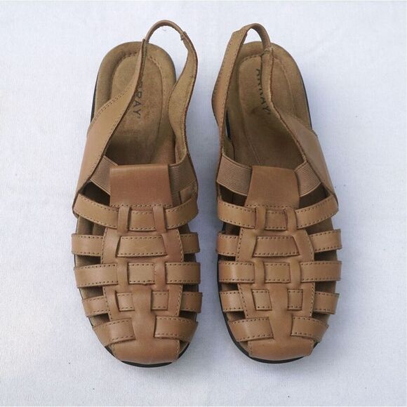Array Tan Leather Chunky Slingback Fisherman Sandals - Picture 5 of 9